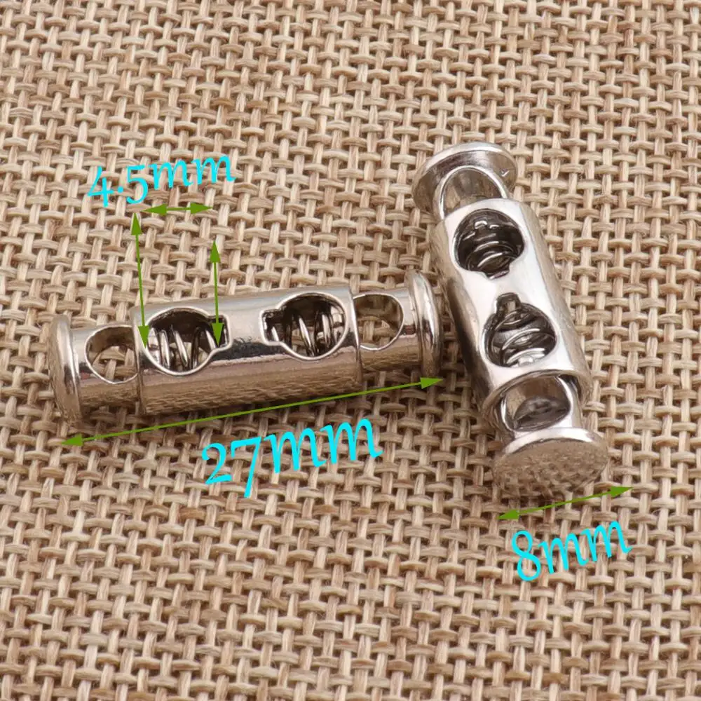 1-10pcs Silver Double Barrel Toggle Cord Lock,Craft Cord Locks,Cord Lock,Rope Buckle,Spring Buckle,Cylinder Stopper Toggle