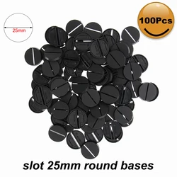 MB025 40pcs/60pcs/100pcs 25mm Slot Round Plastic Model Bases for Wargames Table Games