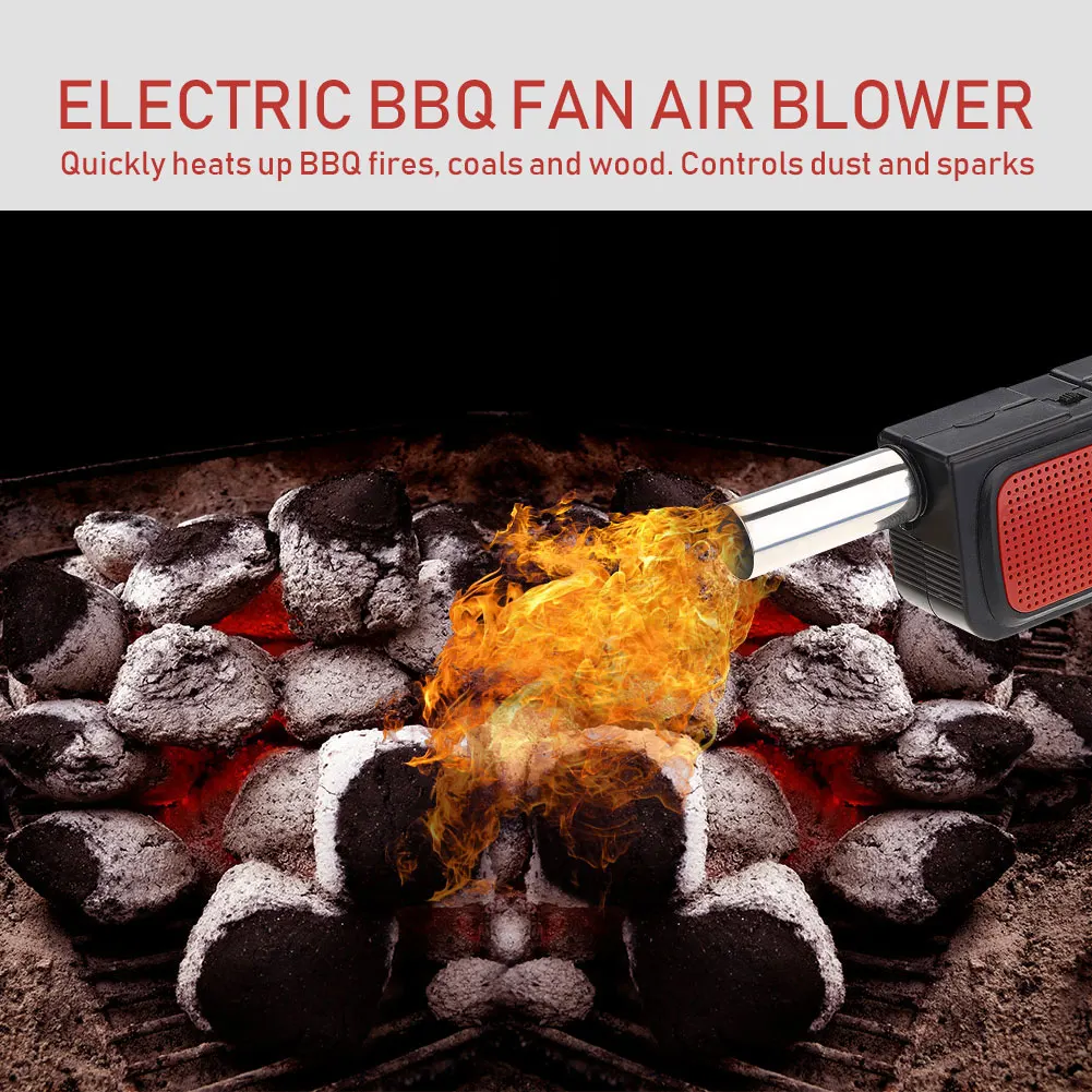 Outdoor Camping BBQ Air Blower Portable Handheld Electric BBQ Fan Picnic Cooking Tool Handheld Barbecue Charcoal Grill Fan