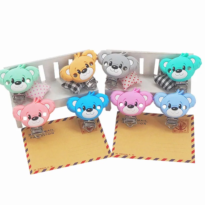 

Chenkai 50PCS Cute Bear Silicone Pacifier Clip Animals holder Teethers For DIY Baby Nursing Soother Clips Chains Accessories