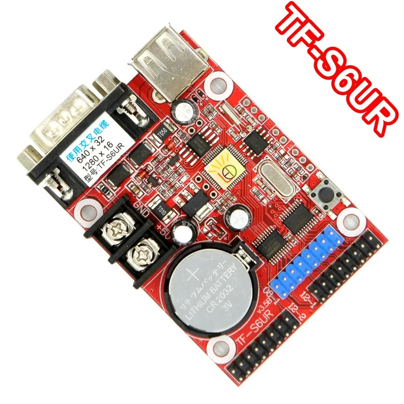 TF-S6UR USB + Serial Port LED Control Card 640x32 Pixels P10 F3.75 F5.0 P4.75 LED Sign Display Module Asynchronous Controller