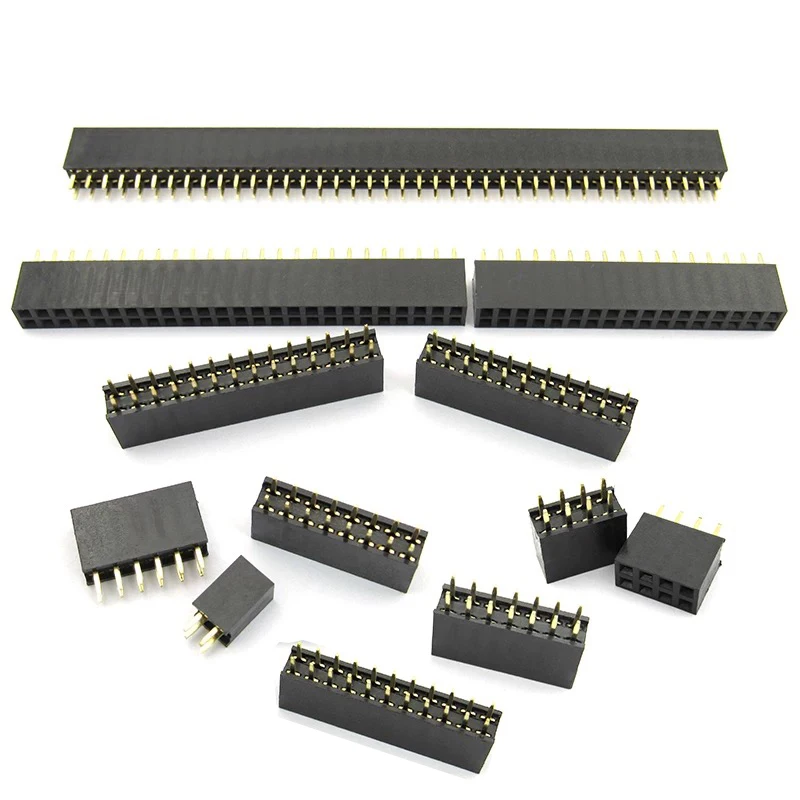 Conector fêmea do pino do pino da fileira do dobro de 10 pces passo 2.54mm 2*2p 3p 4p 5p 6p 8p 10p 12p 40p do pino