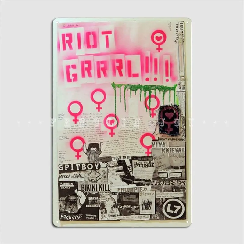 Riot Grrrl Metal Sign Wall Decor Classic Pub Garage Wall Mural Tin Sign Posters