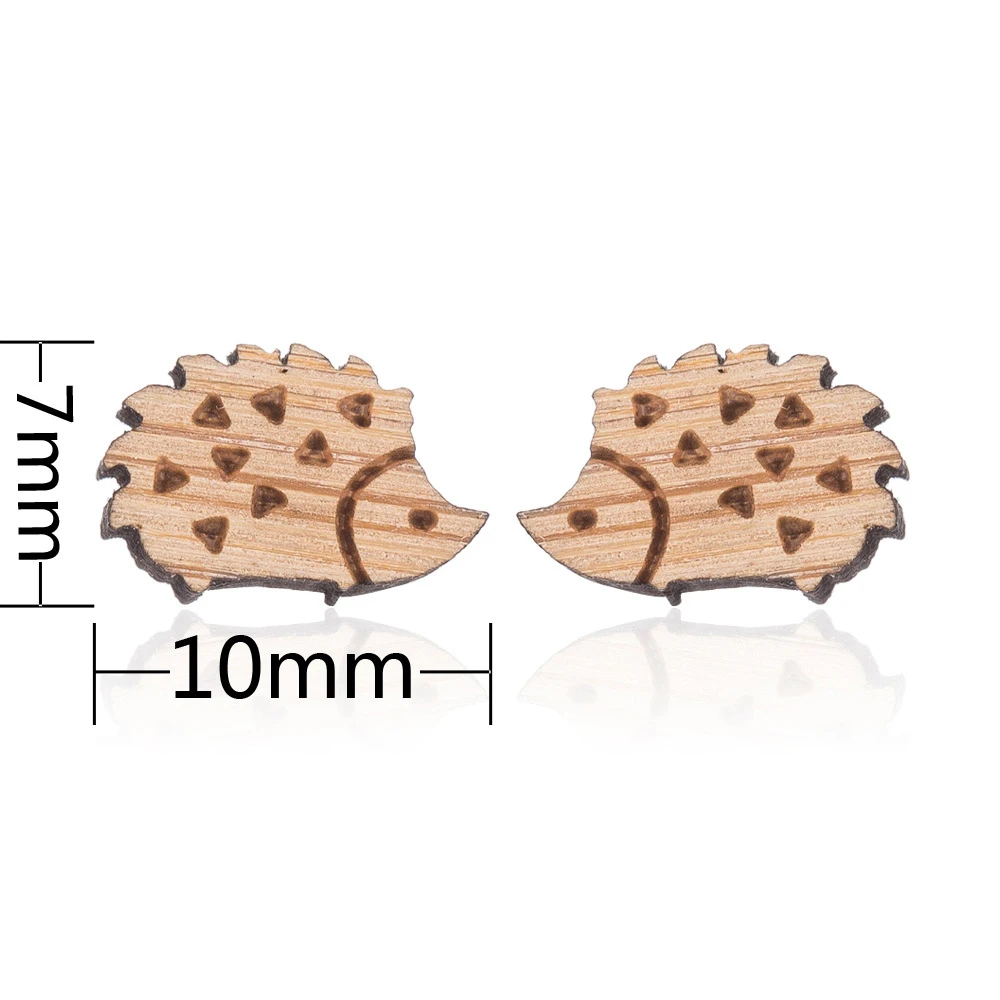 8Seasons Brown Wood Round Ear Post Stud Earrings Stainless Steel Arrowhead Animal For Women Jewelry Gifts 1 Pair
