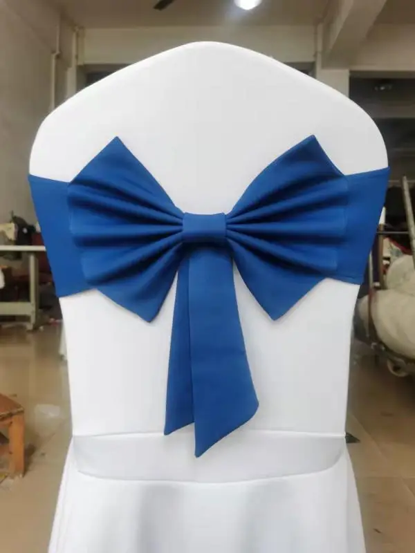 High-End Thickened Free-Tie Back Flower Elastic Fabric Chair Cover with Bowknots for Banquet Wedding Decoration 5