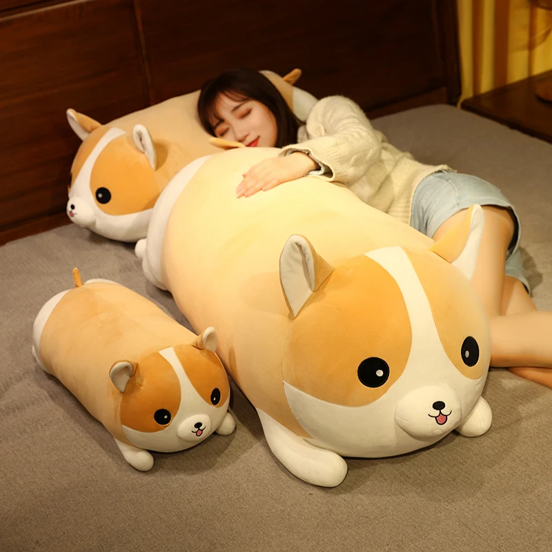 Śliczna gruba kreskówka Corgi Pluszowa zabawka Poduszka Gigantyczna Anime Shiba Inu Pies Lalka Poduszka do spania dla dzieci Prezent 35 cali 90 cm DY50960