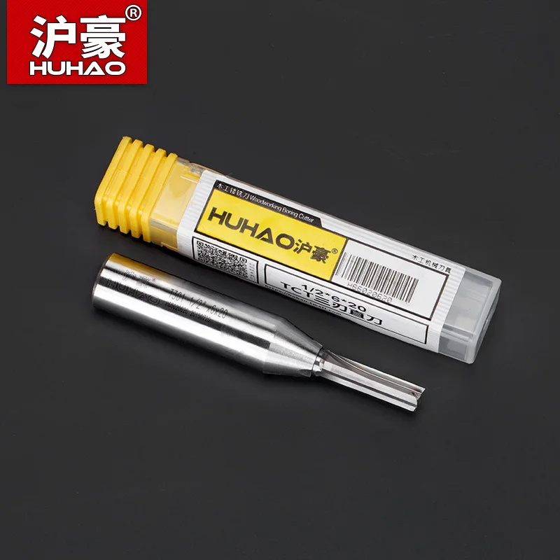 HUHAO-Herramienta de carpintería CNC, cortador de fresado de extremo recto TCT, broca enrutadora de acero de tungsteno para taladro de ranura de