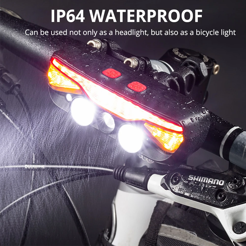 Rechargeable LED Headlamp with Wide Range Lighting Super Bright LED Headlight Waterproof Bicycle Light with Charge Display