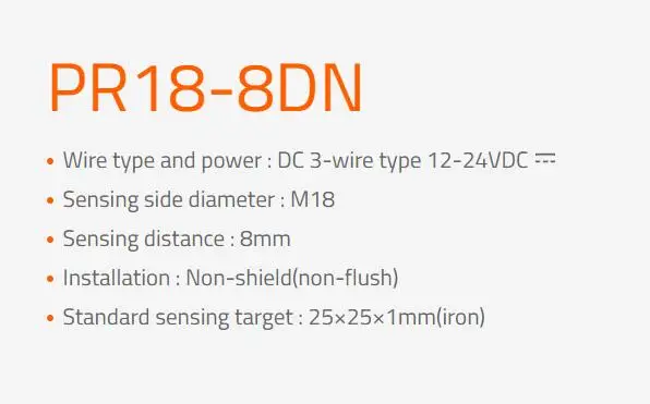 Interruptor de proximidad inductivo, PR18-8DN