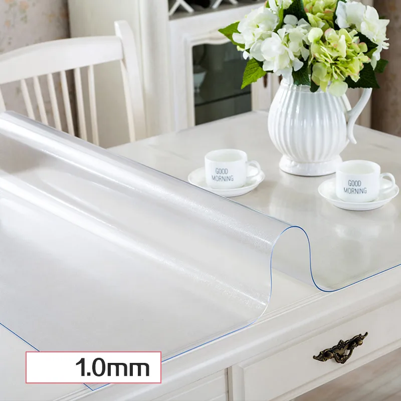 1.0mm/1.5mm/2.0mm/3.0mm Thick PVC Table Cloths Soft Glass Oilproof Table Covers Waterproof Tablecloth Oil Glass Soft Cloth Decor