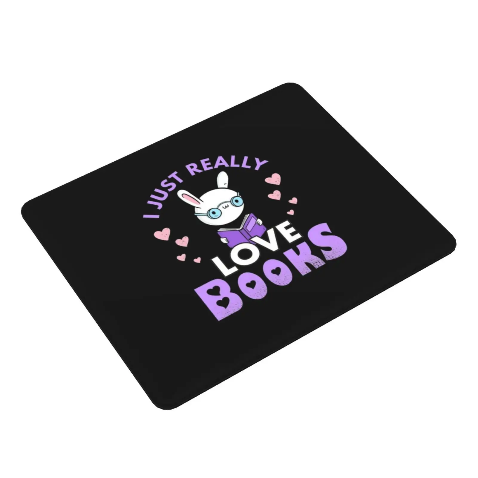 Kawaii Book Bunny Design Mouse Pad DIY Print Bunny Rabbit Reading Book Bookworm Hobby Love Learning