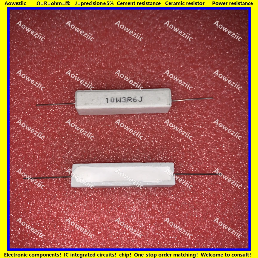 10Pcs RX27 Horizontal cement resistor 10W 3.6 ohm 3.6 RJ 10W3R6J 10W3.6RJ ohm Ceramic Resistance precision 5% Power resistance