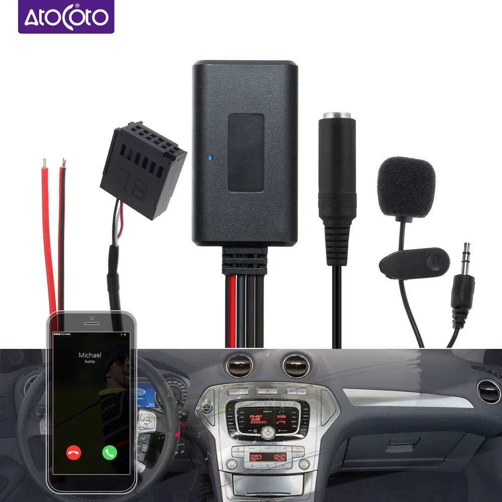 Bluetooth-compatible Car Kit Mic Handsfree 12Pin AUX Adapter dla Ford Focus, Mondeo – Test i Porady dla Użytkowników 6006e