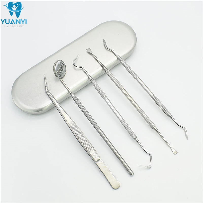 Ensemble d'outils dentaires, miroir en acier inoxydable, outil de nettoyage des dents, pincettes, sonde, Kit dentaire, soins buccaux, outil de préparation pour dentiste