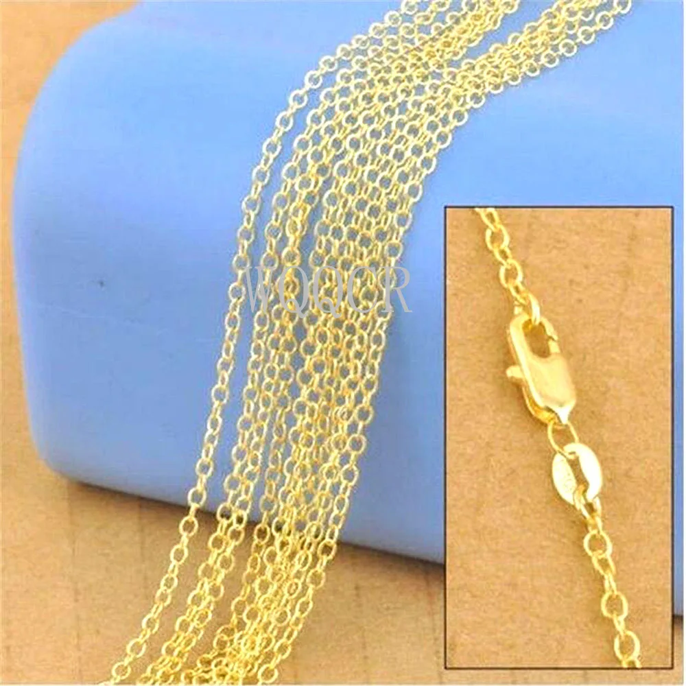 Wholesale 1PCS Bulk 18K Embossed Gold 1.3mm Chain Rolo Chain 16