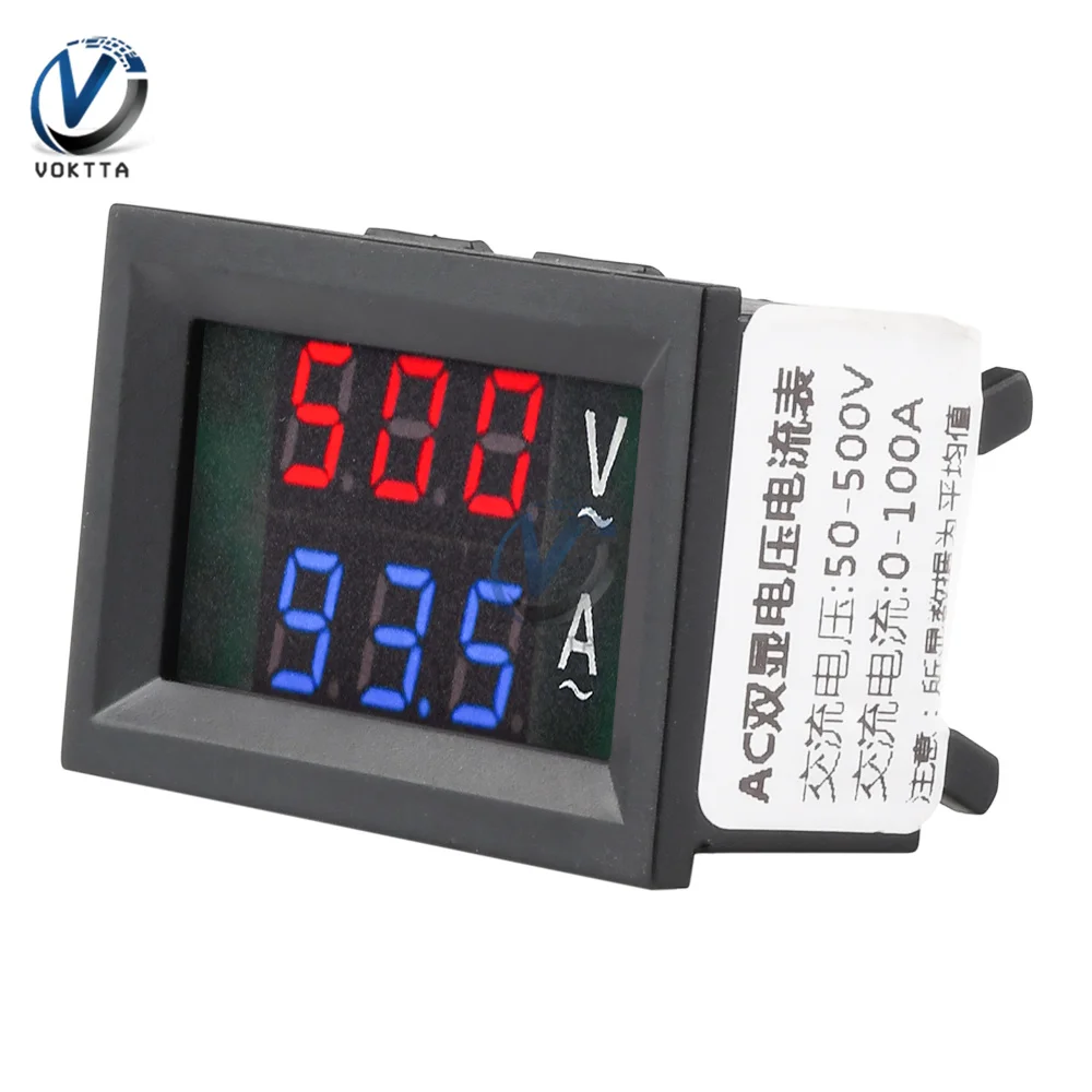 AC50 600V 220V Digital Voltmeter Ammeter Dual Display Voltage Current Meter Detector Meter Amperimetro LED Electrical Instrument