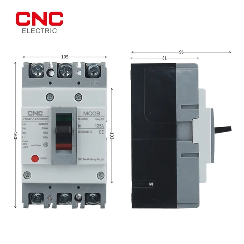 Imagen 2 del producto CNC YCM7-125S/3300 disyuntor de caja moldeada 3P 125A AC400V 15kA interruptor Solar protección del Motor MCCB