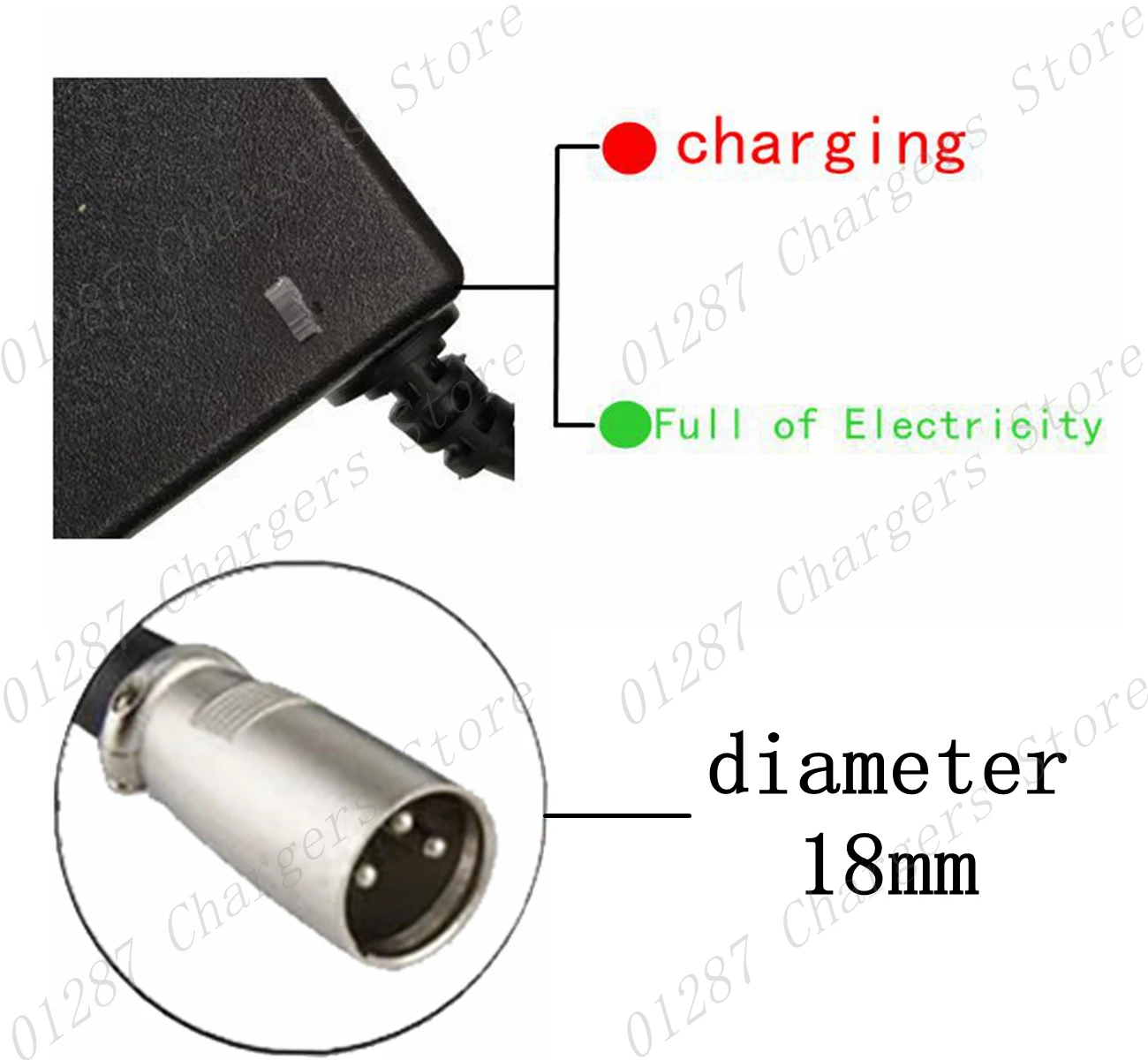 36V 1,5A 3-Pin XLR Blei-Säure-Akku E-Bike-Ladegerät Elektroroller E-Bike Rollstuhl-Ladegerät – Detail 2