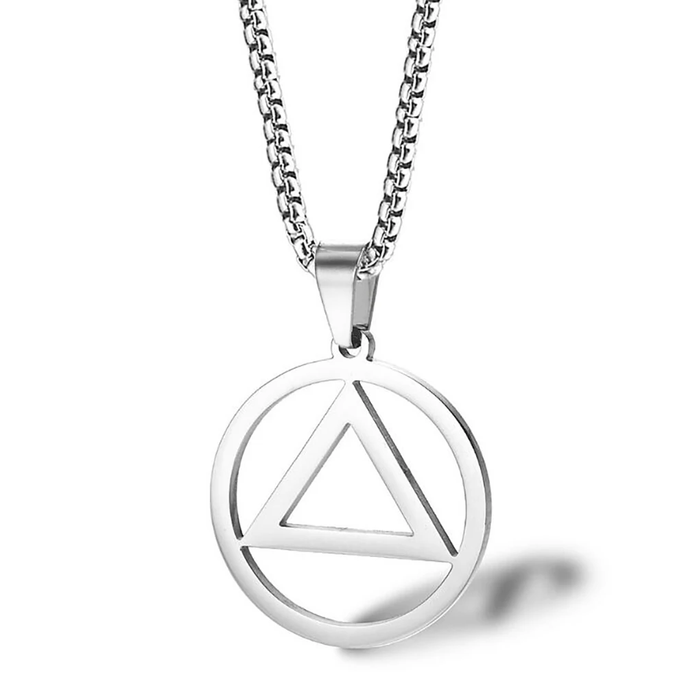 Stainless Steel Delicate Minimalism Eminem Triangle Round Geometry Pendant Necklace Jewelry Gift For Him with Chain