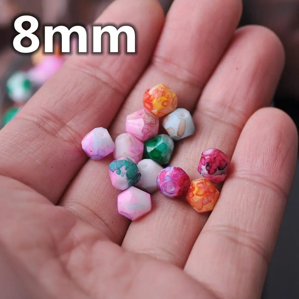 Patterns Coated Bicone Faceted Opqaue Glass 6mm 8mm Loose Spacer Beads Wholesale lot for Jewelry Making Findings DIY