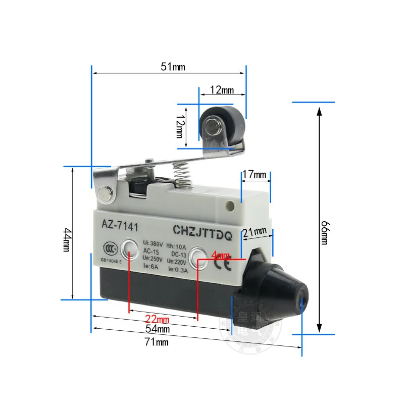 10a 250VAC Az-7141 7312 7311 7120 7121 7310, micro water resistance switch, 90 Inching travel limit switch hinged roller lever