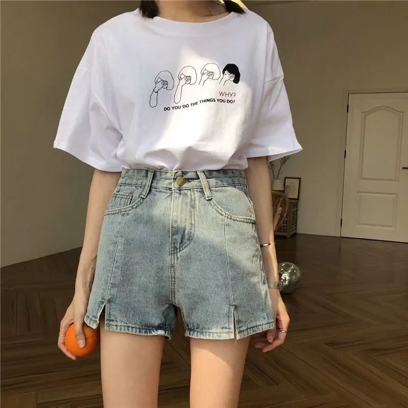 2021 summer new wear all-match loose-fitting high-waist shorts