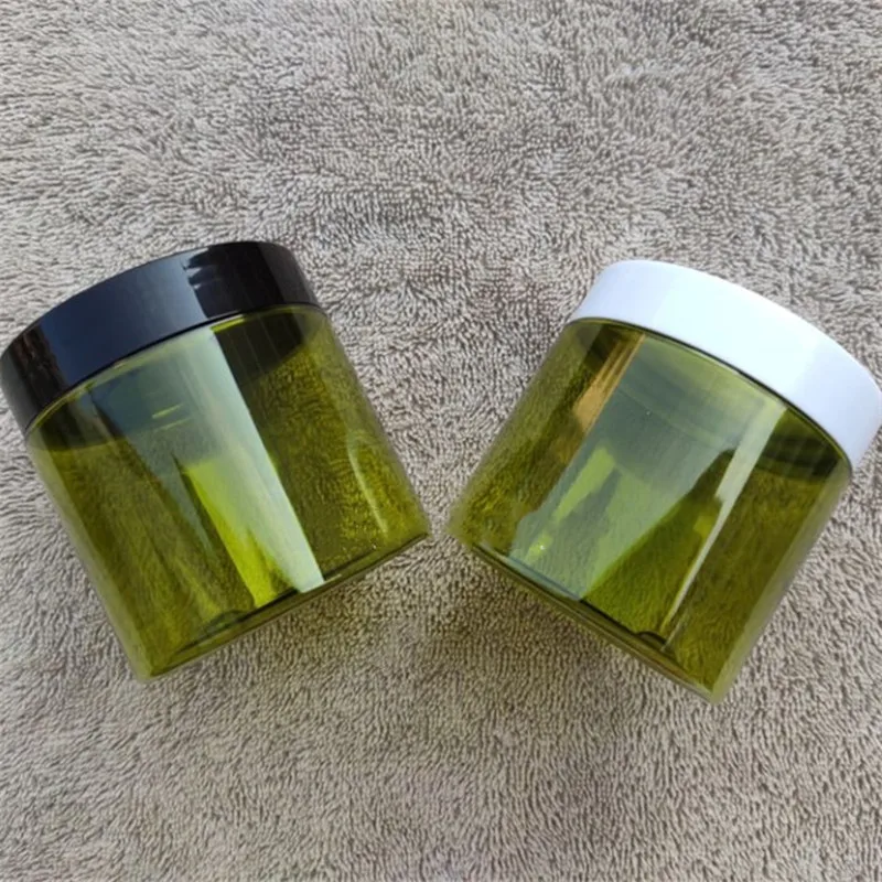 10/30pcs 200g 250g Plastic Jar Cosmetic Cream Jar Plastic Pot Green Round PET Container Empty Food Packing Cans