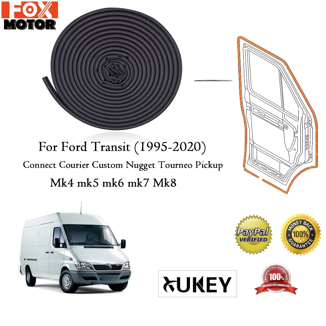 

D shape 10M Car Door Seal Strip EPDM Rubber Soundproof Car Seal For Ford Transit Tourneo Connect Courier Custom mk2 mk6 mk7 Mk8