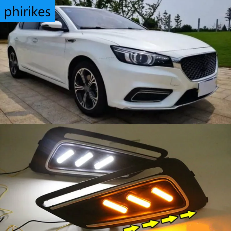 

1Pair LED DRL Daytime Running Light for MorrisGarages MG6 MG 6 2017 2018 2019 2020 DC 12V with Yellow Turn Signal Lamp