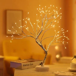 Fairy Light Spirit Tree Lâmpada LED, a pilhas, operado por USB, mini árvore, pérola quente, noite estrelada, árvore brilhante