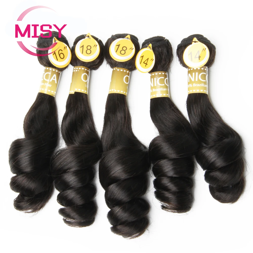 Loose Wave Brazilian Hair Bundles 5pcs/Lot Htonicca Human Hair Bundles Natural Black Remy Hair Weave Bundles For Black Women