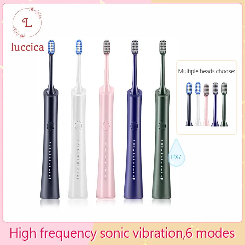 LUCCICA ที่มีประสิทธิภาพ Ultra Sonic Sonic แปรงสีฟันไฟฟ้า USB ชาร์จผู้ใหญ่กันน้ำล้างทำความสะอาดได้อิเล็กทรอนิกส์ Whitening