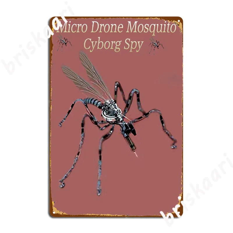 Micro Drone Mosquito Cyborg Spys With On Board Rfid Nanotech Metal Sign Plaques Living Room Custom Tin sign Poster