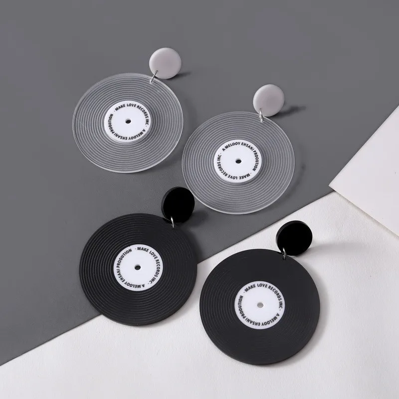 Vintage Music Television Acrylic Drop Earrings For Women Funny Heart Note Magnetic Tape Vinyl Record Dangle Earrings Jewelry