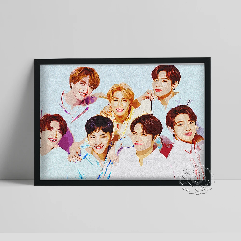 Got7 Prints Art, Cool Boys Portrait Watercolor Picture, Korea Seven Men Team Poster, Minimalism Wall Art, Got7 Music Fans Gift