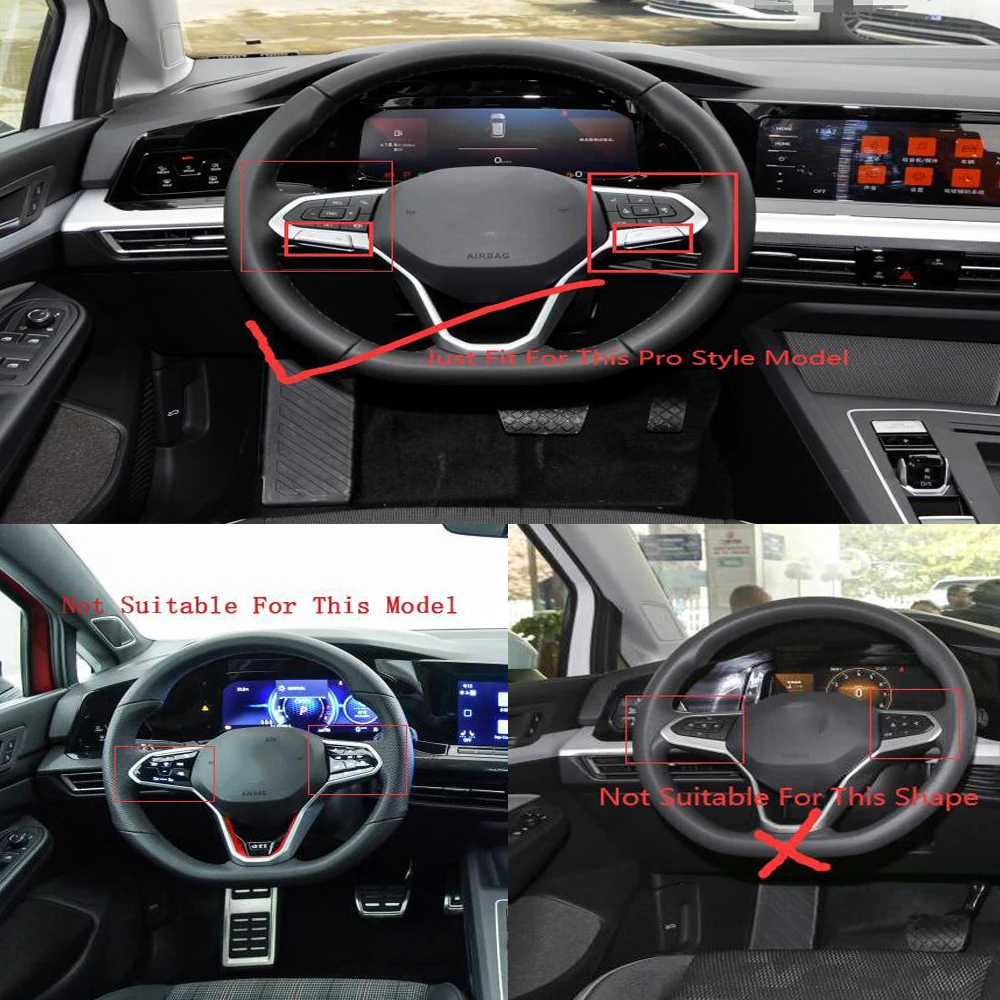 For Volkswagen VW Golf 8 MK8 PRO 2021 2022 Carbon Fiber Steering Wheel Button Cover Trim Frame Decoration Sticker Accessoreies