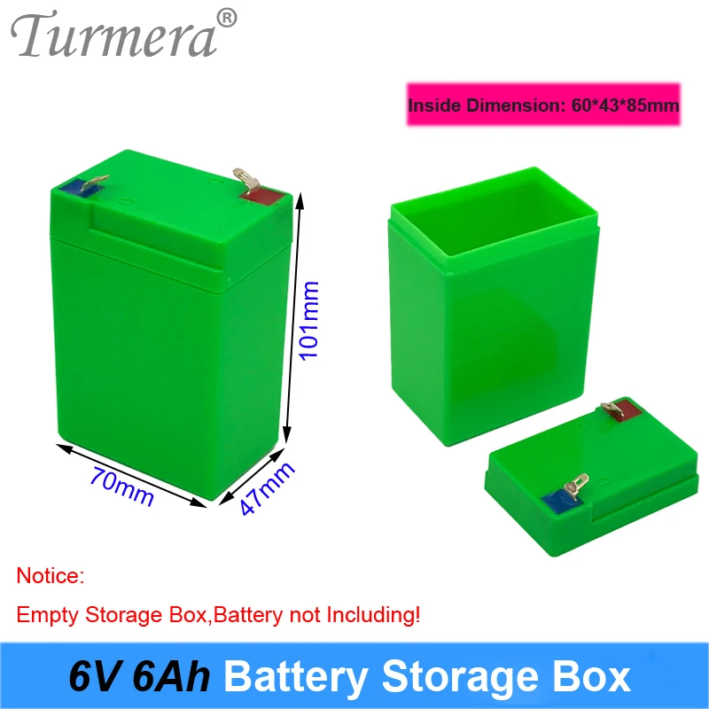 

Turmera 6V 6AH Battery Storage Box Empty for Lifepo4 Battery Use Children Electric Car or Motorcycle Electronic Emergency Light