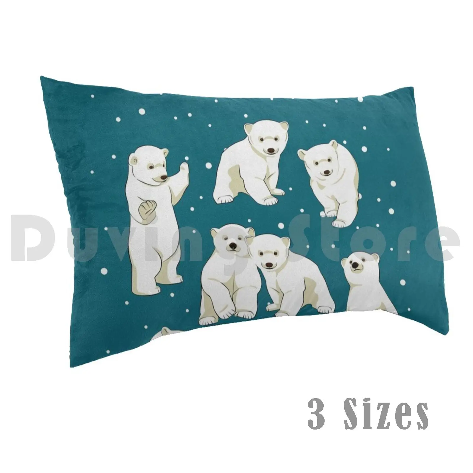 Cute Polar Bear Cubs Pillow Case Printed 50x75 Bears Polar Bear Cubs Cute Animals Arctic White Christmas