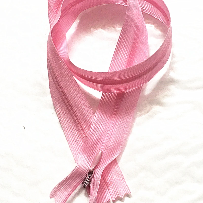 10pcs 3# pink 28cm/30cm/40cm/50cm/60cm nylon invisible soft tulle coil Chiffon zipper sewing  Silk Zippers