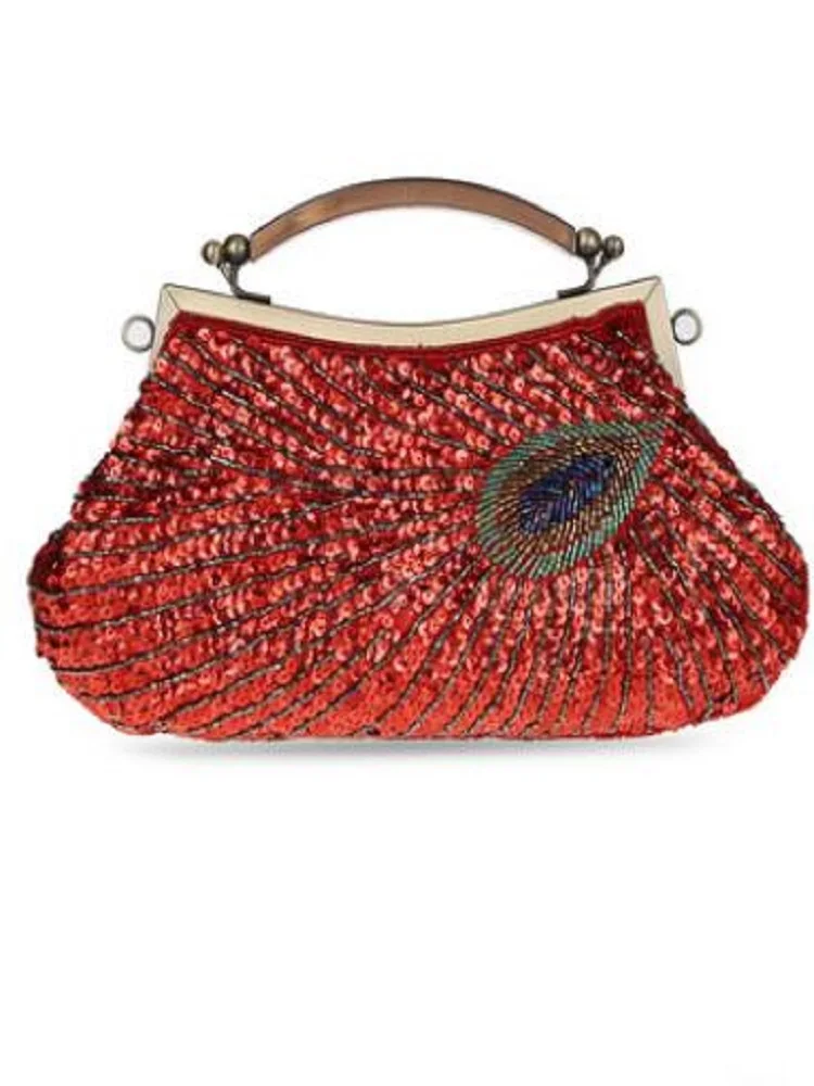 

2021 Newest Vintage Peacock Beaded Bag Popular Banquet Bag Dinner Bag Cheongsam Bag Handbag