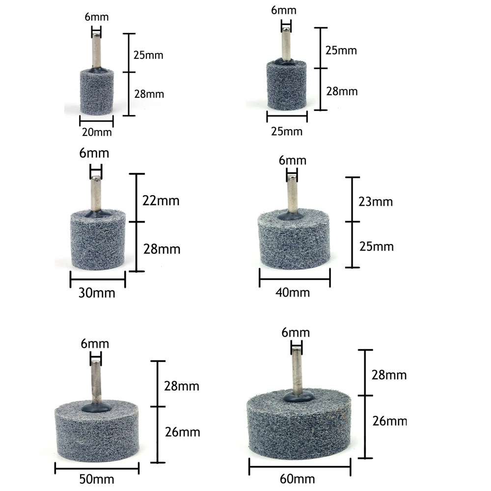 POLIWELL 6PCS 20/25/30/40/50/60mm Nylon Fiber Grinding Wheel Metal Polishing Grinding Head Abrasive Disc fits Dremel Rotary Tool