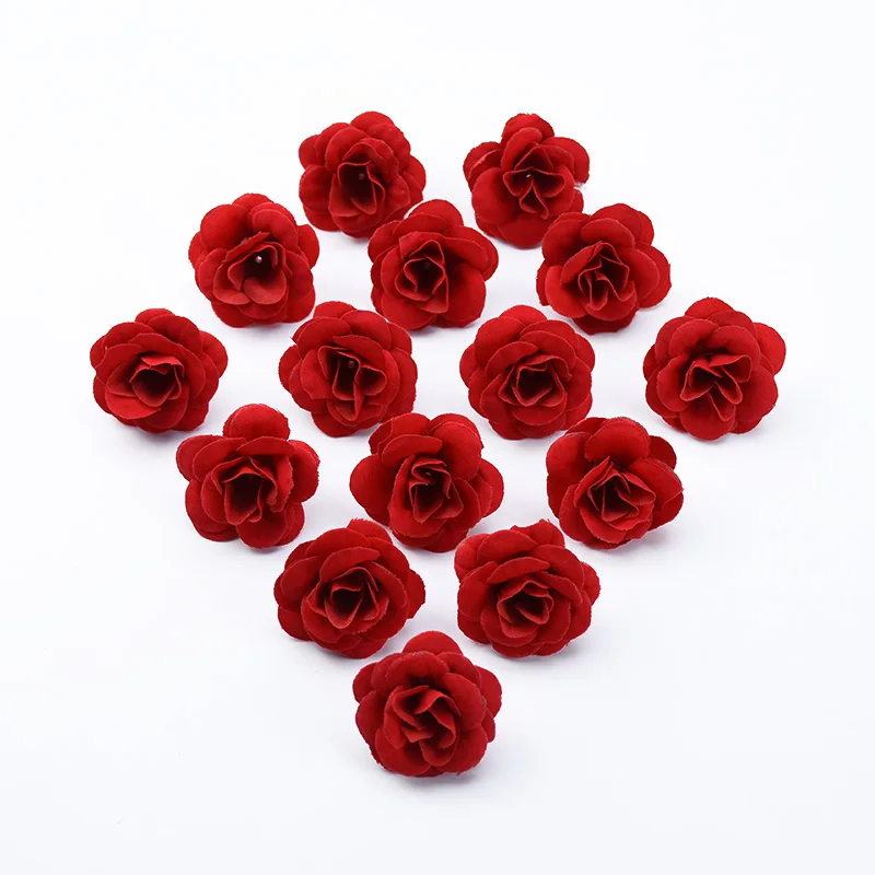 10pcs Silk red roses head christmas decor for home scrapbook wedding bridal accessories clearance diy gifts Artificial flowers