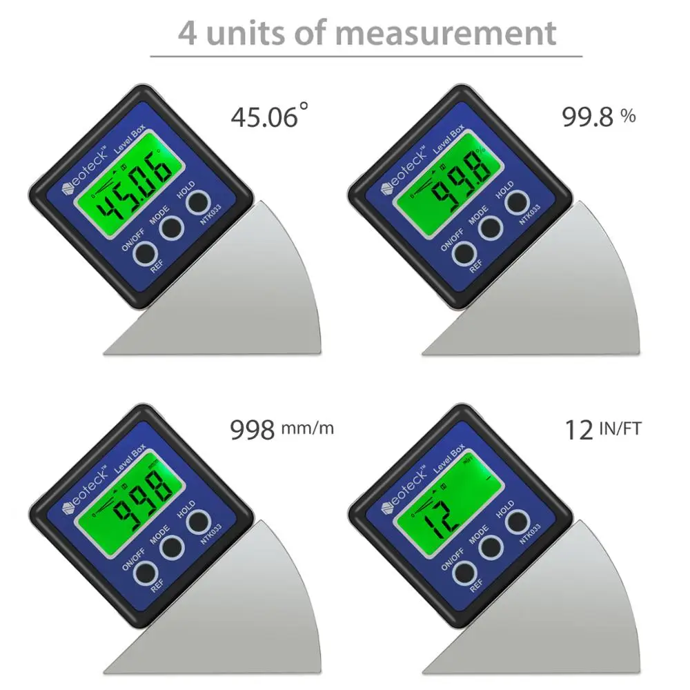 Imagem -05 - Proster-base Magnética Medidor de Ângulo Digital Nível Bevel Box Transferidor Inclinômetro 4x90 Grau Ferramenta de Medição Ip54 Impermeável