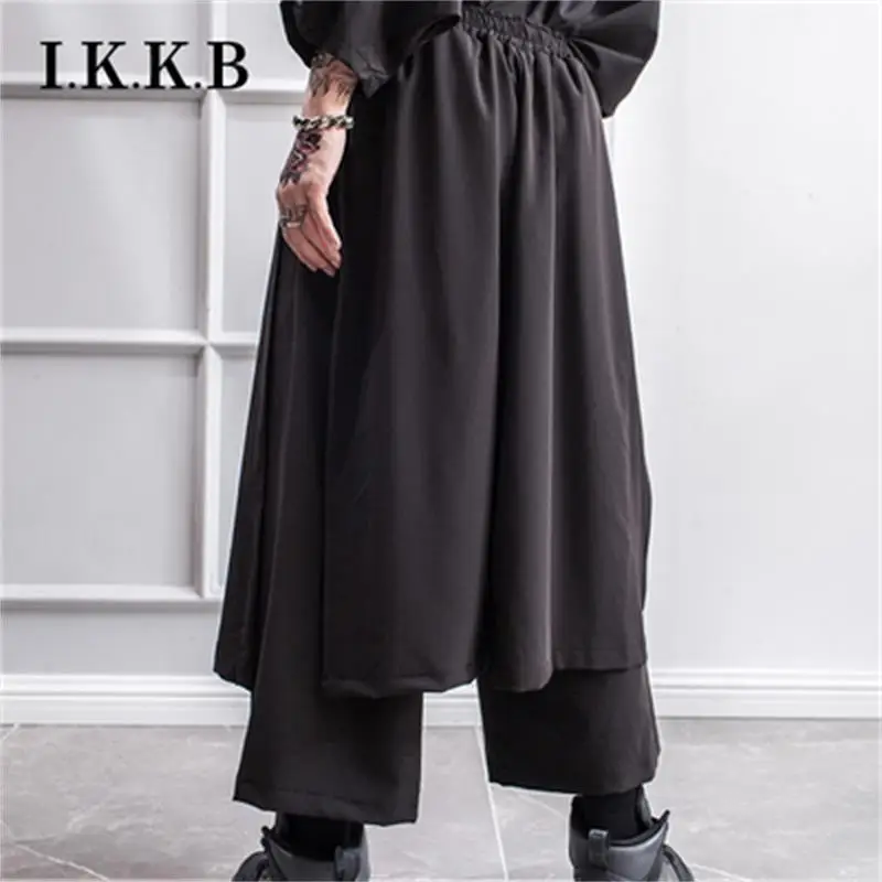 style wide leg trousers irregular skirt dark department fake two culottes men Japanese hairdresser fashion men's