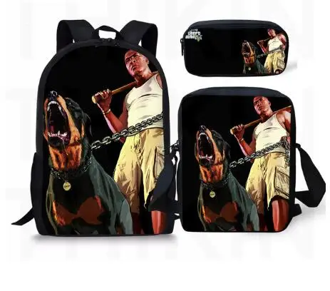 Grand Theft Auto Printing Backpack For Teenage Boys Girls Student Fashion 3 PCS/SET School Bags GTA V Children Daily Bags