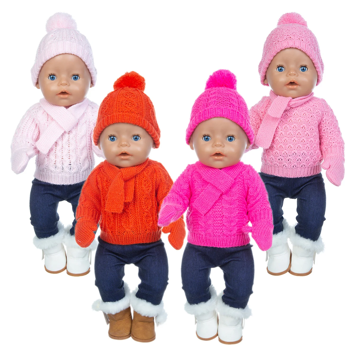 2023 Christmas Sweater Set  Fit For 43cm  Baby Doll 17 Inch Reborn Baby Doll Clothes, Shoes are not included