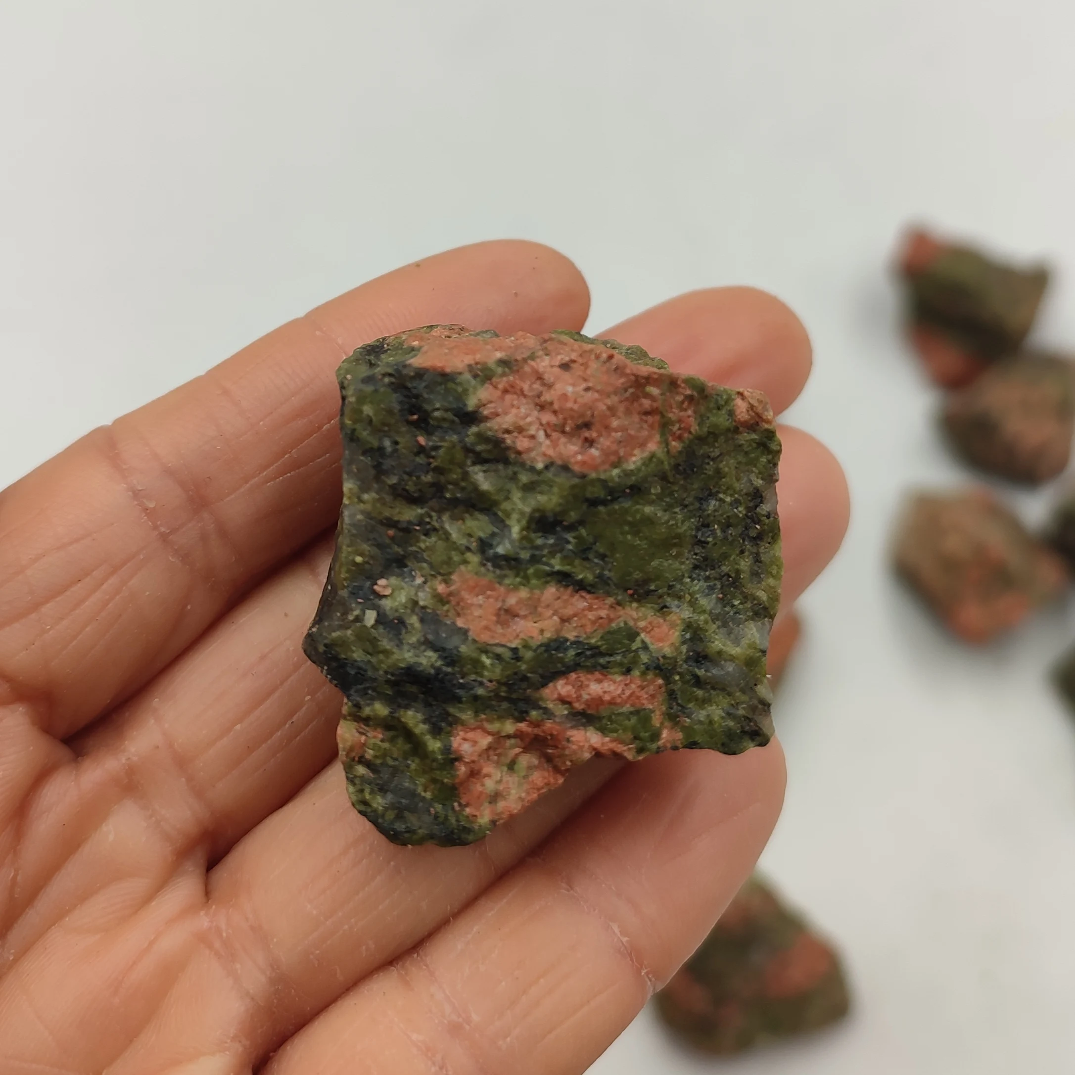 1pc Natural Rough Unakite Gemstone Mineral Specimen Crystal Reiki Healing Loose Irregular Shaped Raw Stones