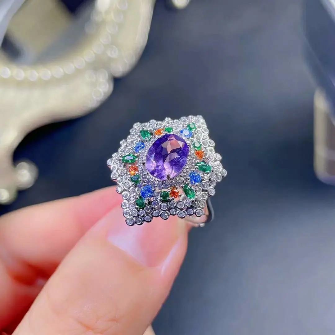 

2018 Real Special Offer Casual/sporty Prong Setting Anniversary 925 Amethyst Ring Women Fashion Jewelry j0608011agz