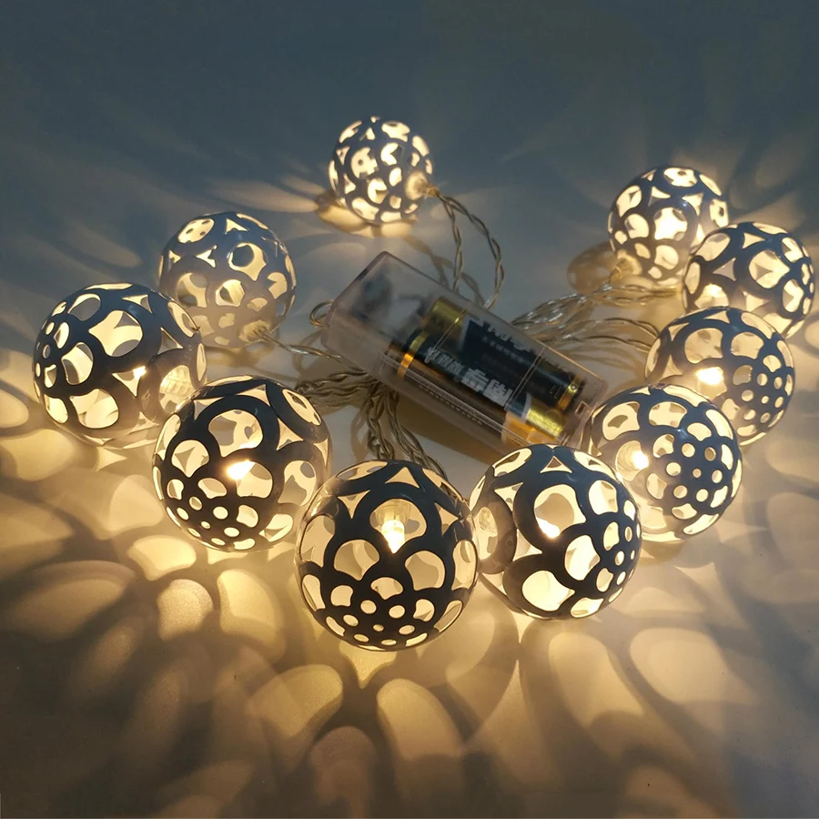 

AA Battery Metal Iron Hollow Ball LED String Fairy Light 1.5M 10 LED Globe Christmas Party Wedding Garland Fairy Light