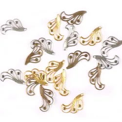 3 Color Flower Filigree Wraps Connectors Metal Crafts For DIY Embellishments Making Handicraft Scrapbook 50Pcs 43x21mm yk0765